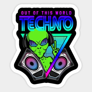 Techno Out Of This World Alien Music Sticker